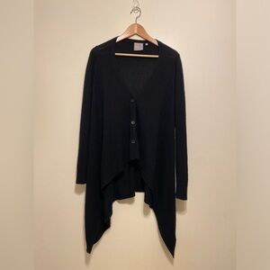 Sea Cashmere Black Draped Button Front Cardigan Sweater. Size L
